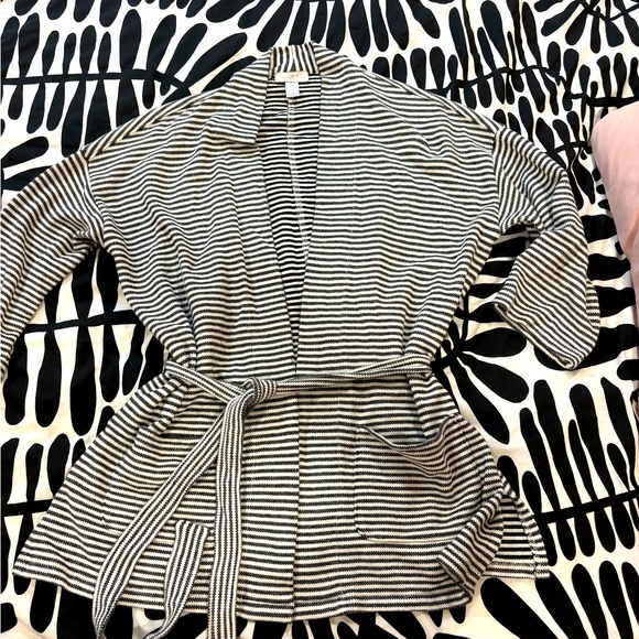 LOFT Lightweight Blazer L Striped Open-Front 3/4 Sleeve Women's - Picture 1 of 5
